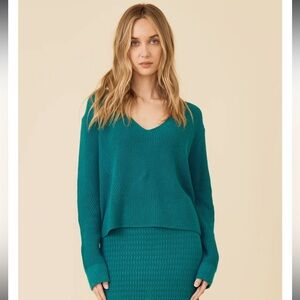 One Grey day knit sweater in pretty light green